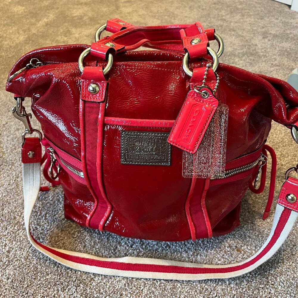 Coach Poppy red patent leather bag